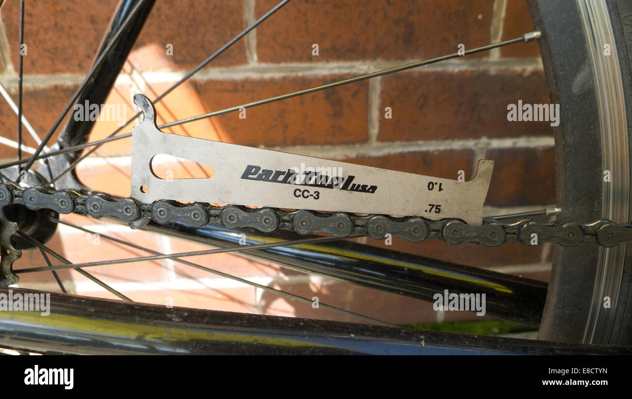 Bicycle chain wear checking tool Stock Photo Alamy