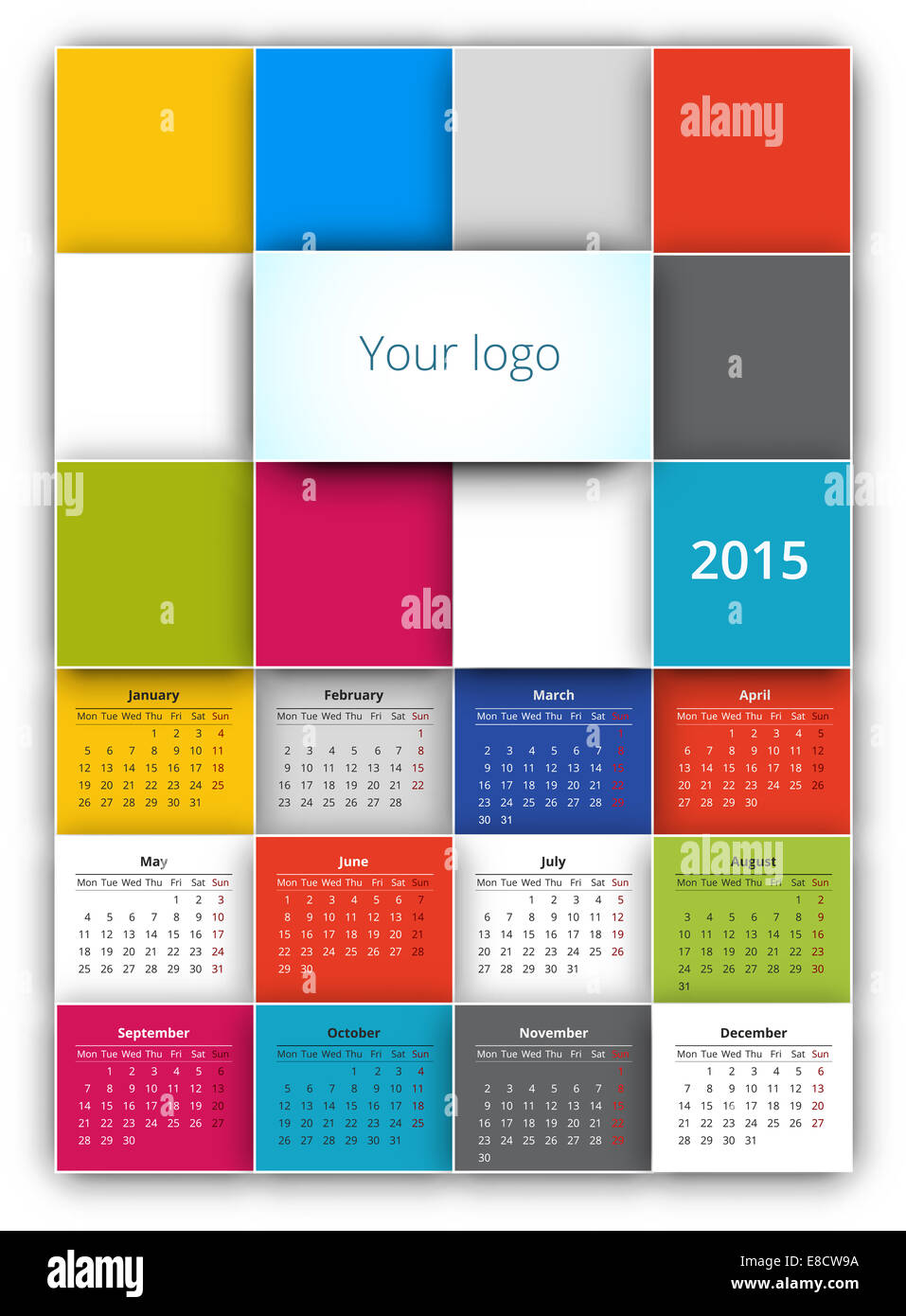 Calendar 15 Vector Design Template With Squares Background Style Poster A3 Size Proportion Stock Photo Alamy