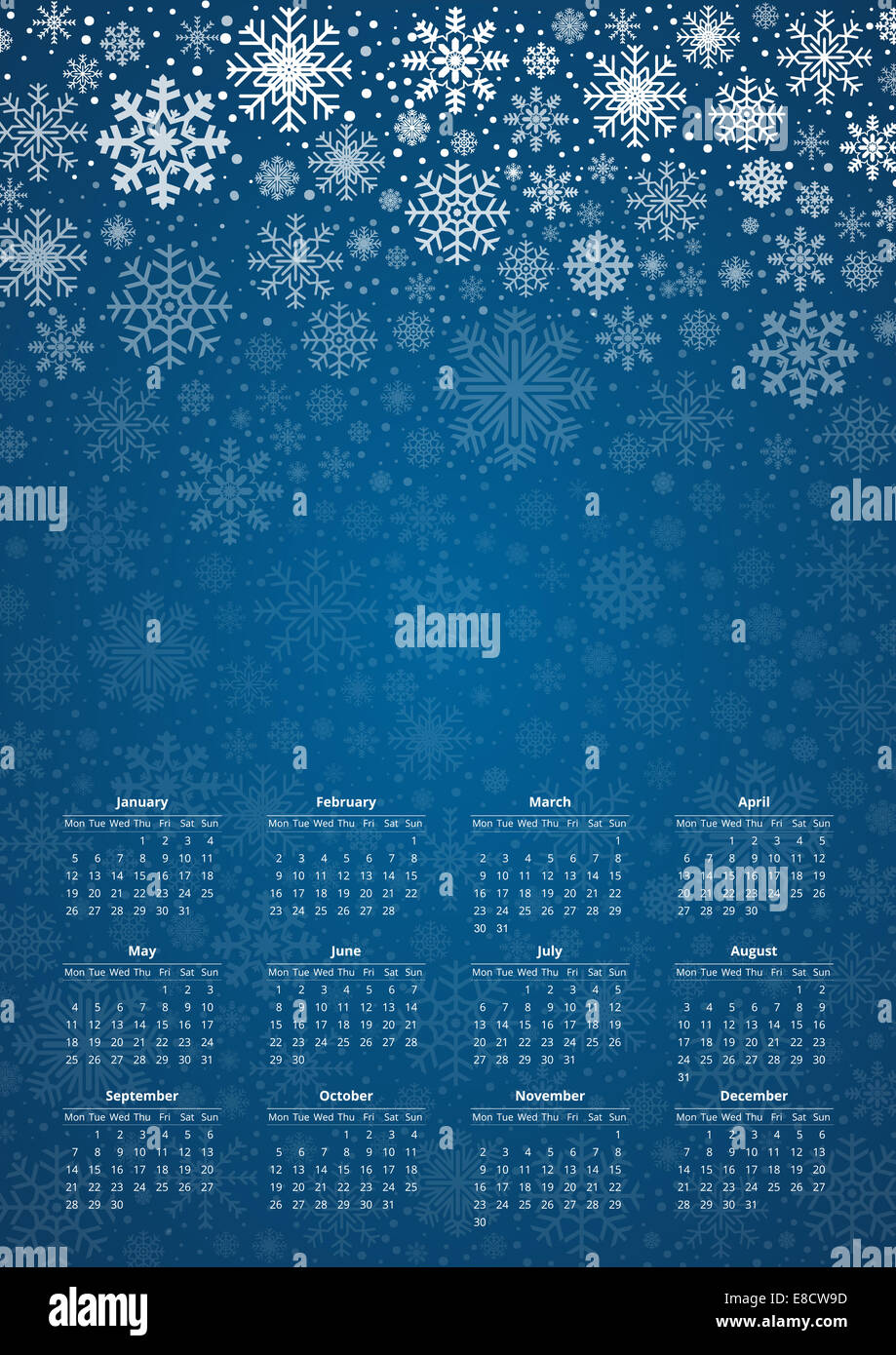 Vector Calendar 15 Design Template In A3 Poster Size Proportion With Snowflakes Design And Place For Your Text And Logotyp Stock Photo Alamy