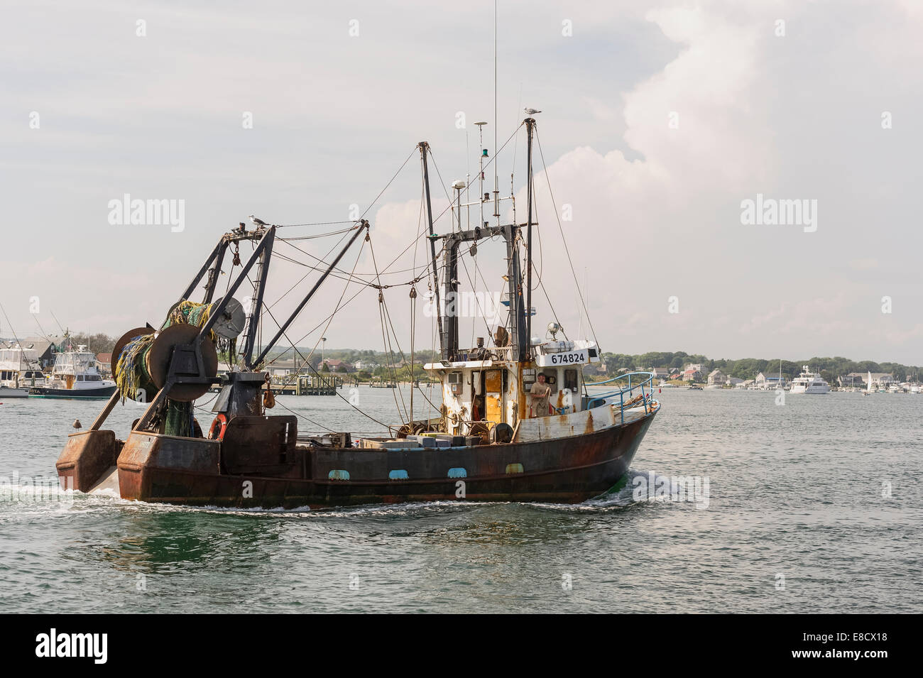Commercial Fishing boats underway in Galilee Point Judith Narragansett