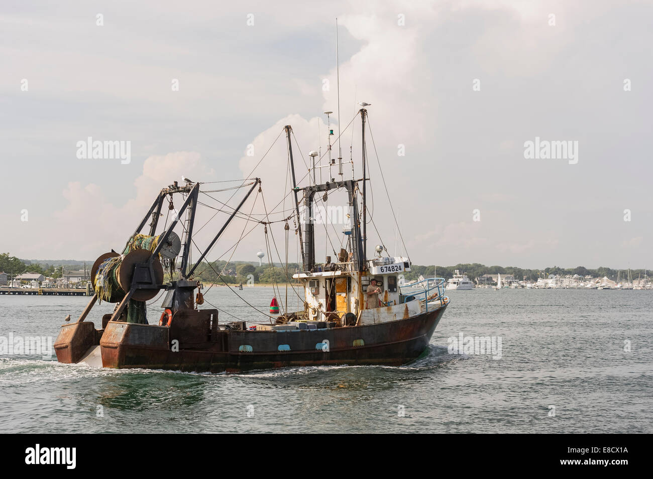 Commercial Fishing boats underway in Galilee Point Judith Narragansett