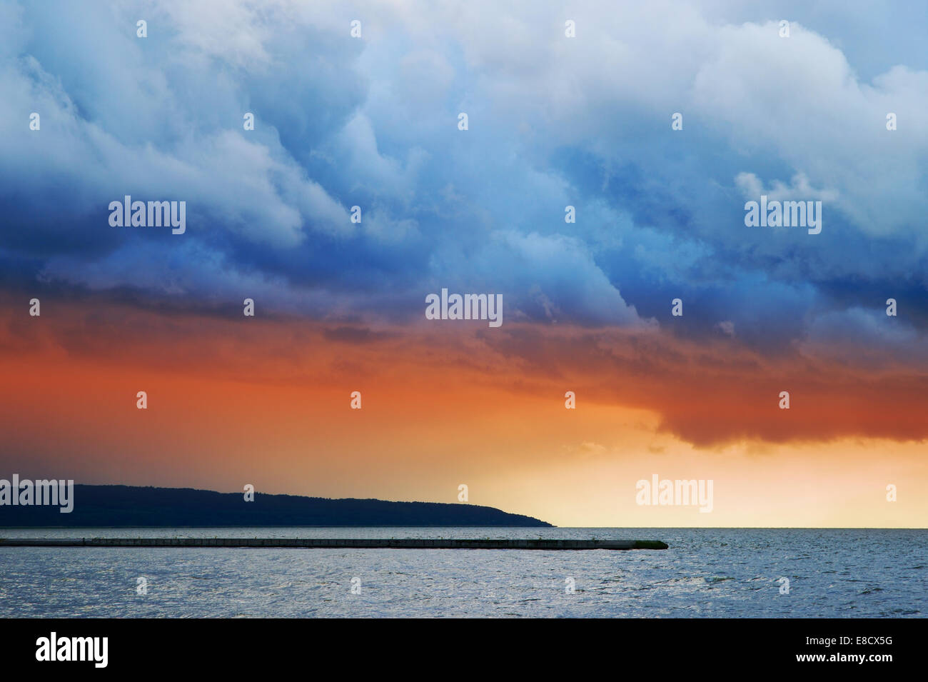 Stormy clouds over the Vistula Lagoon. Frombork, northern Poland. Stock Photo