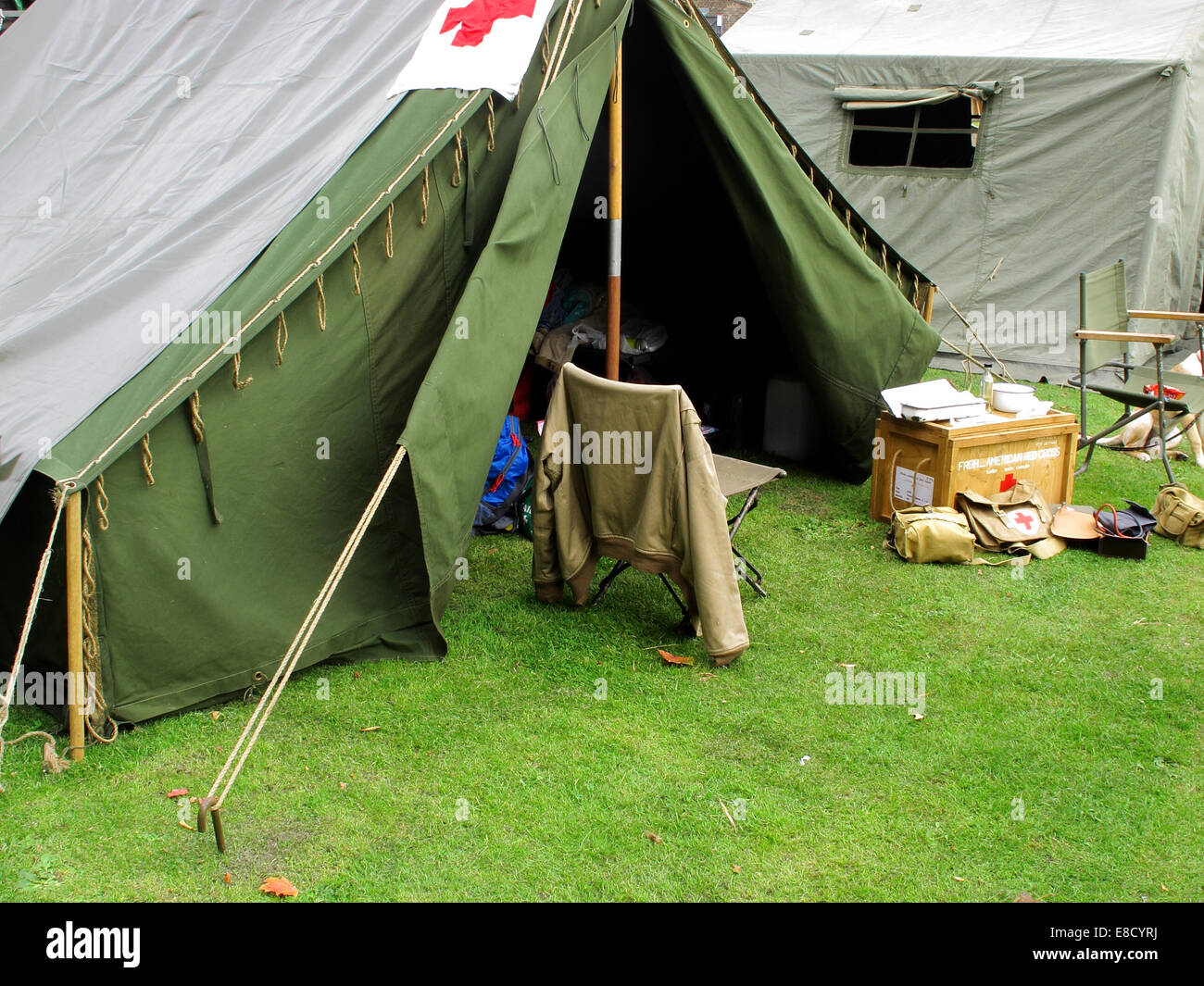A  display of a second world war red cross tent Stock Photo