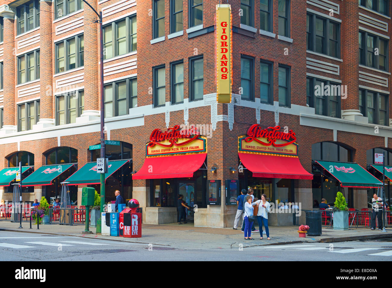 Giordano's in Chicago, Famous Stuffed Pizza restaurant, Deep Dish Pizza Stock Photo