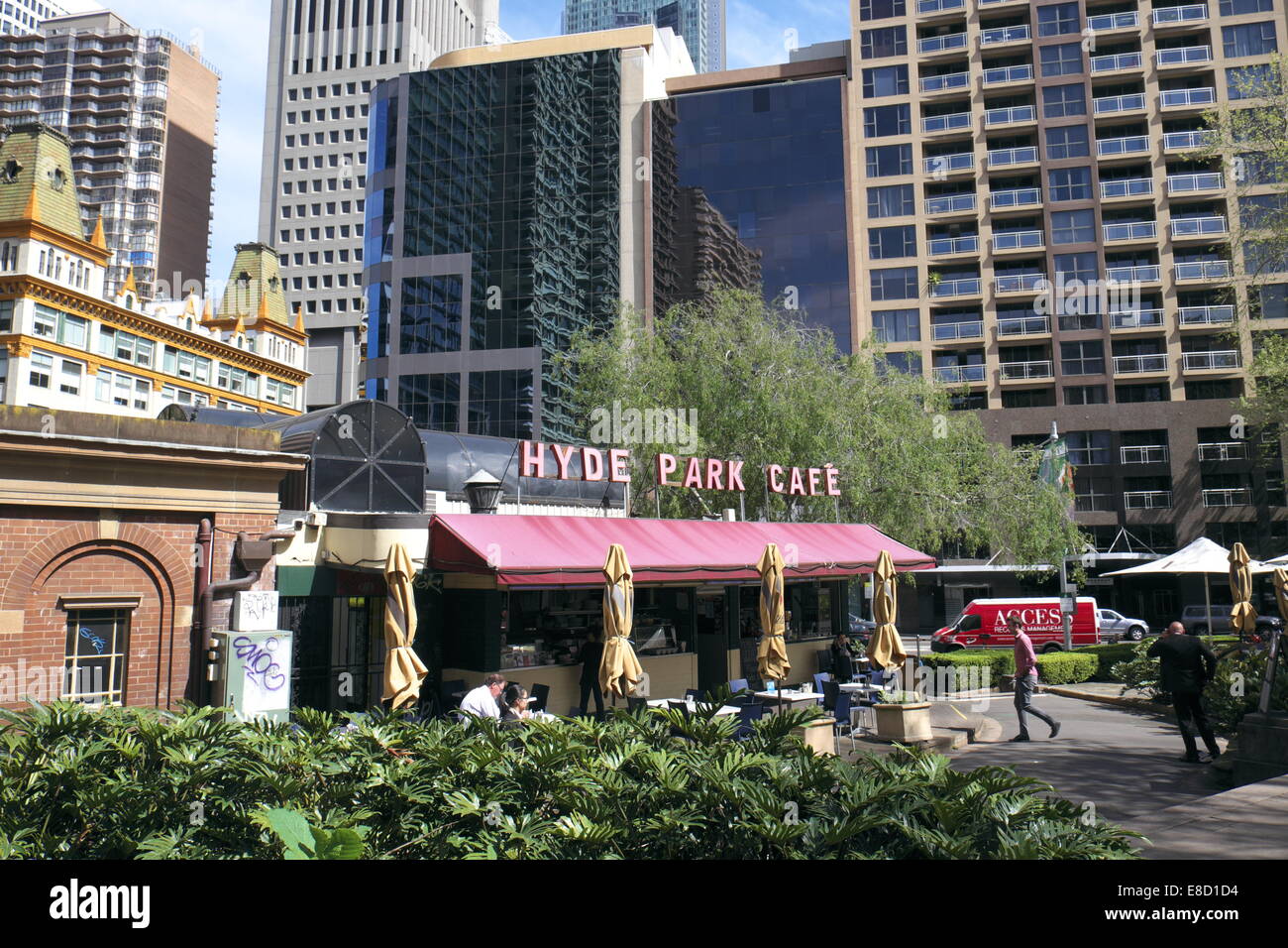 hyde park and hyde park cafe in the centre of sydney looking across to