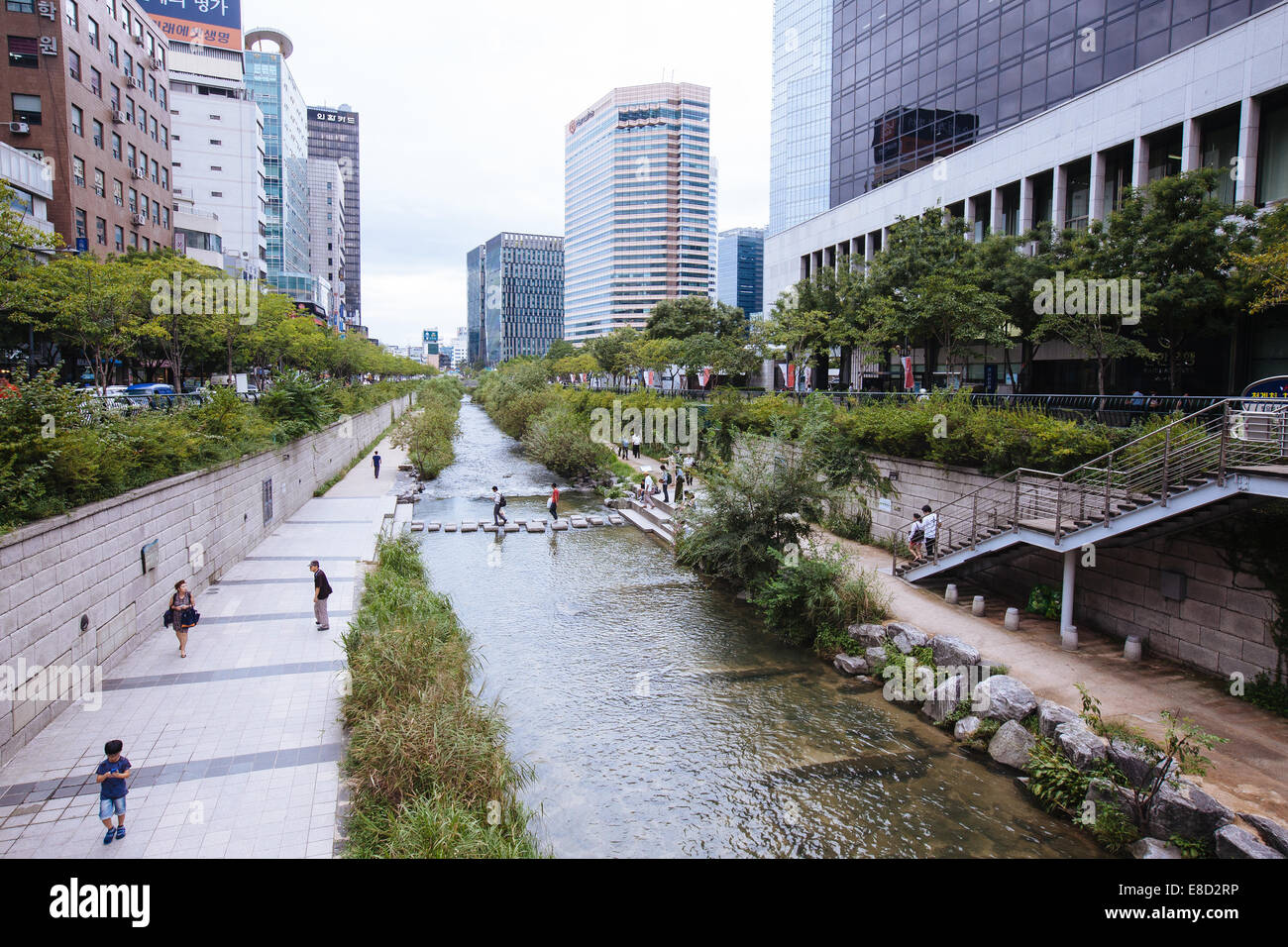 Cheonggyecheon in Downtown Seoul Stock Photo