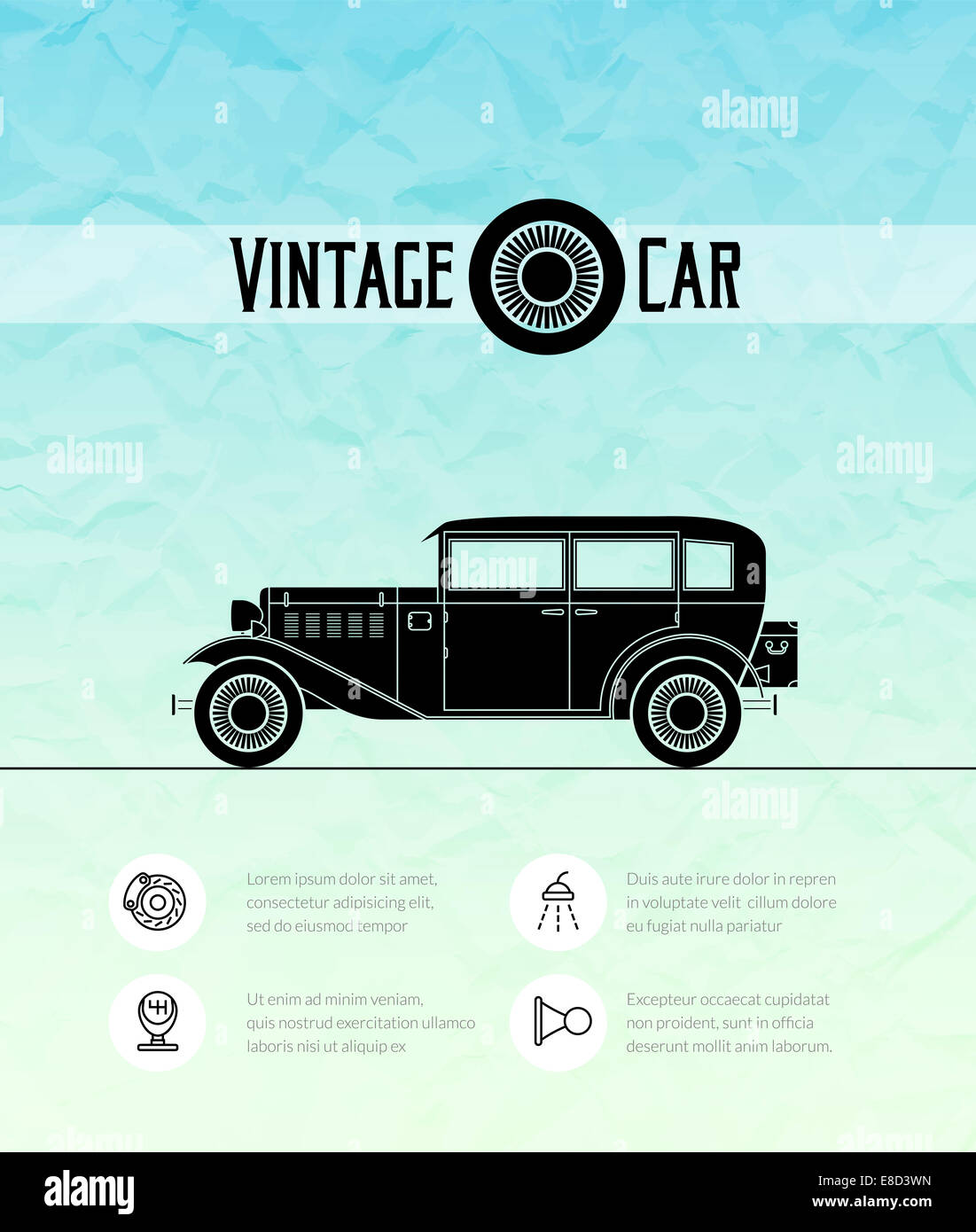 Retro car, vintage outline style Stock Photo