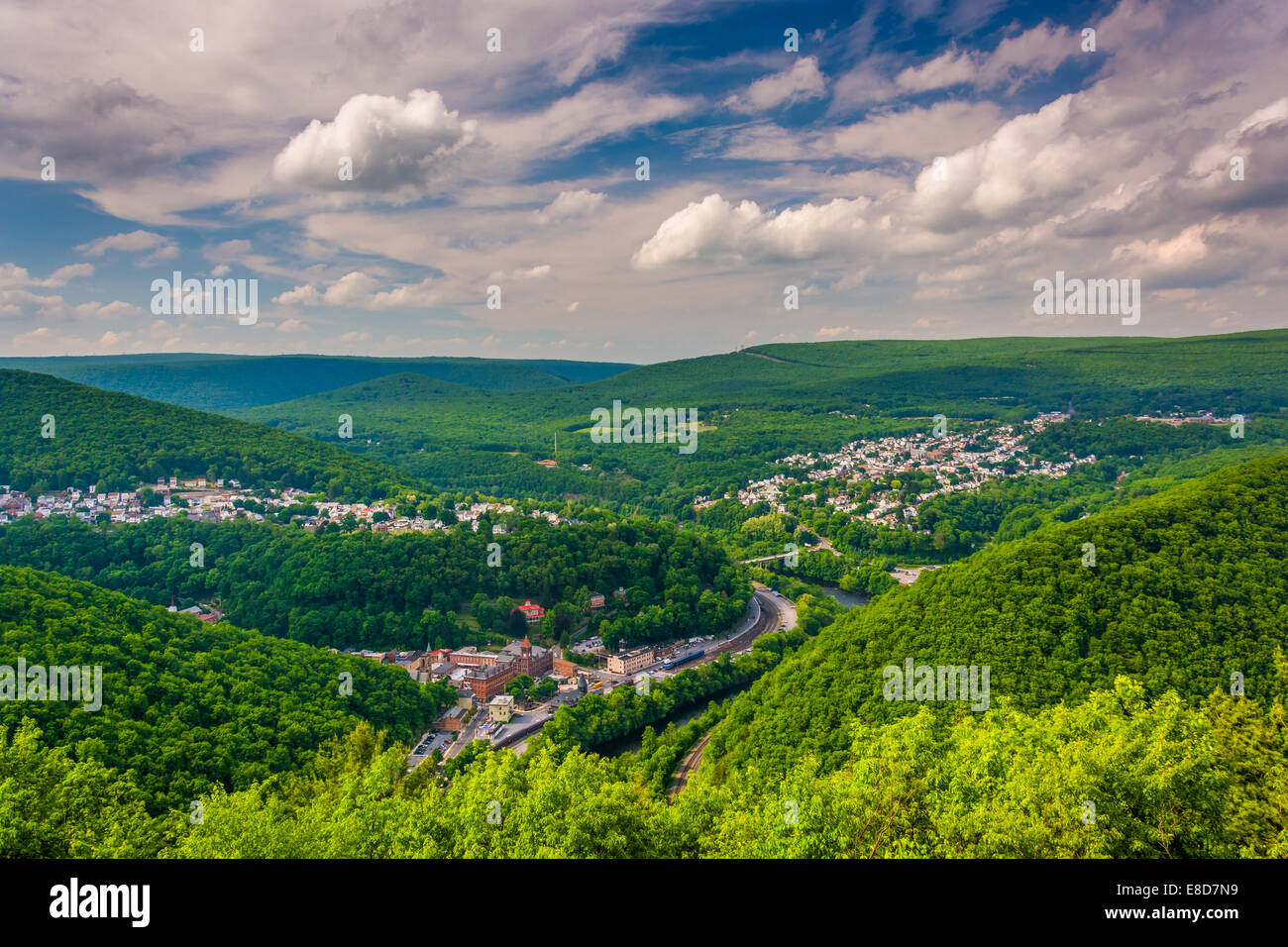 View of Jim Thorpe from Flagstaff Mountain, Pennsylvania Stock Photo