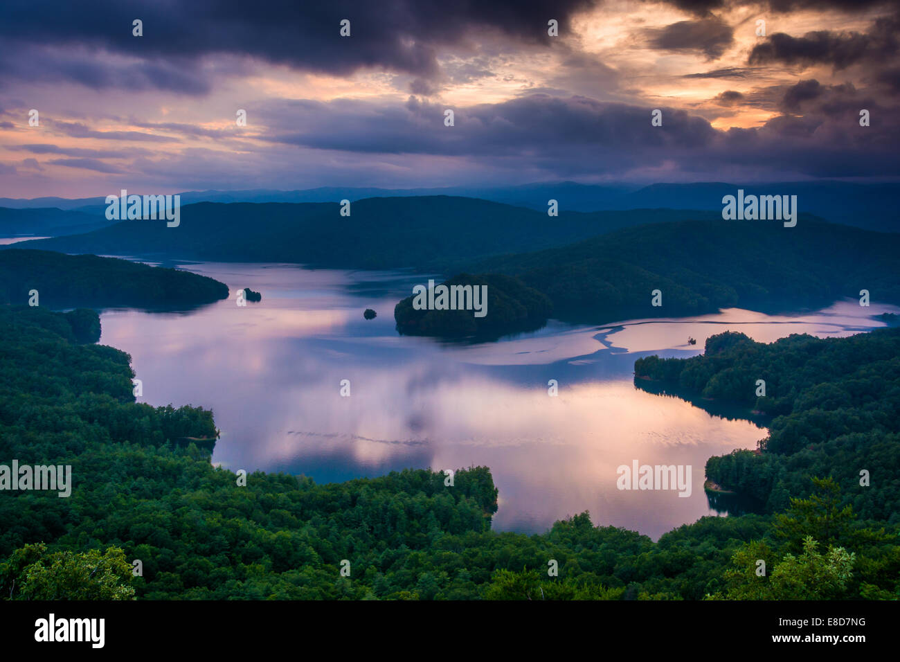 View of Lake Jocassee at sunset, from Jumping Off Rock, North Carolina Stock Photo Alamy