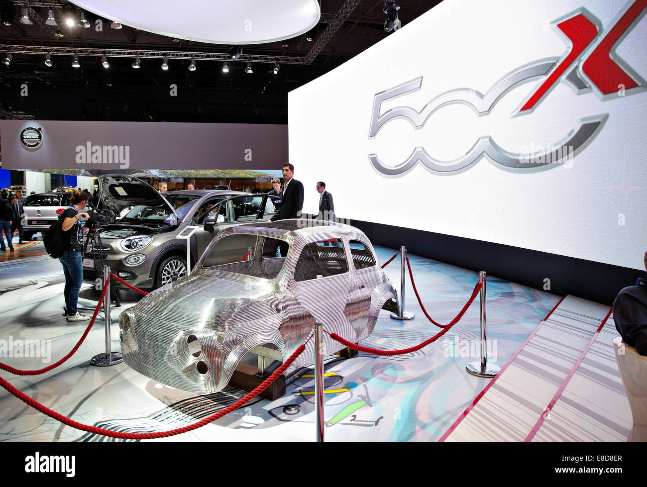 Fiat 500 X  was presented in World Premiere during the International Motor Show in Paris, on Friday, Oct. 3rd, 2014.  (CTK Photo/Rene Fluger) Stock Photo