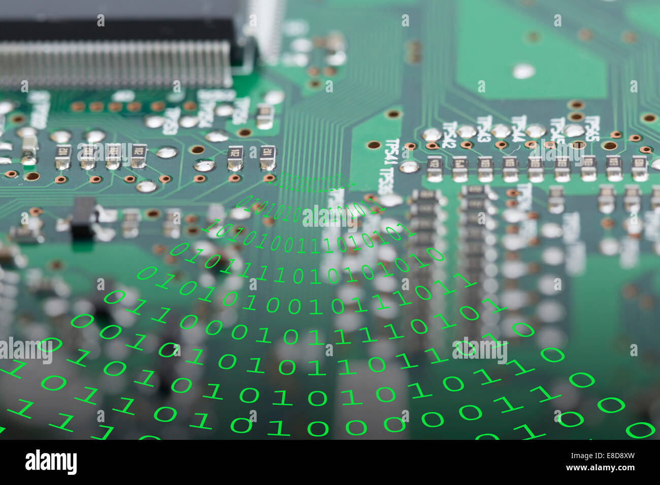 Binary code and circuit board Stock Photo - Alamy