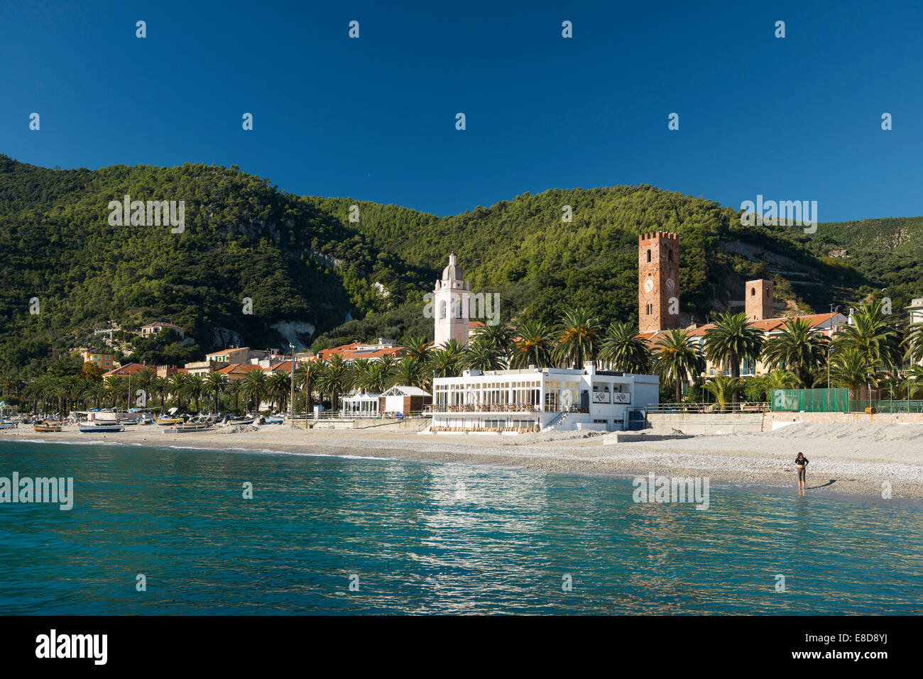 Beach of Noli, Riviera di Ponente, Liguria, Italy Stock Photo