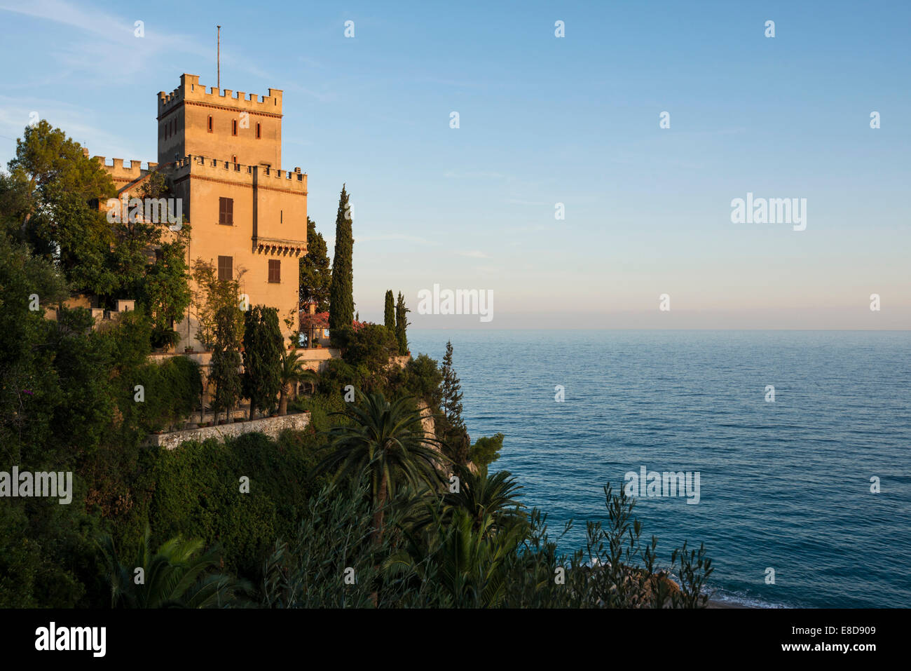 Villa by the sea, Finale Ligure, Riviera di Ponente, Liguria, Italy Stock Photo