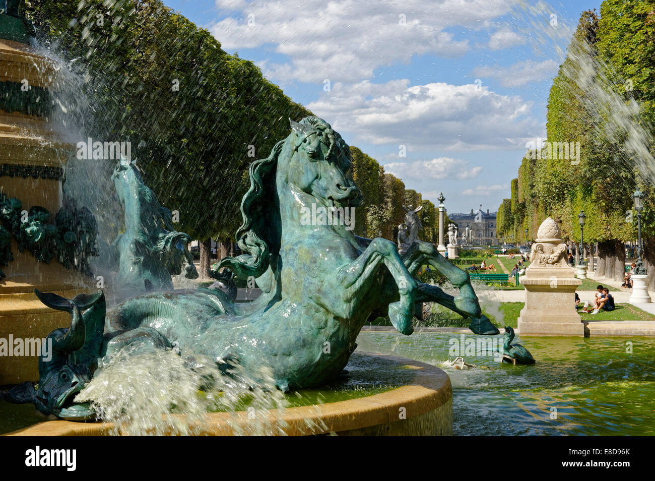 Carpeaux Fountain or Fontaine des Quatre-Parties-du-Monde, 6th Arrondissement, Avenue de l'Observatoire, Paris, France Stock Photo