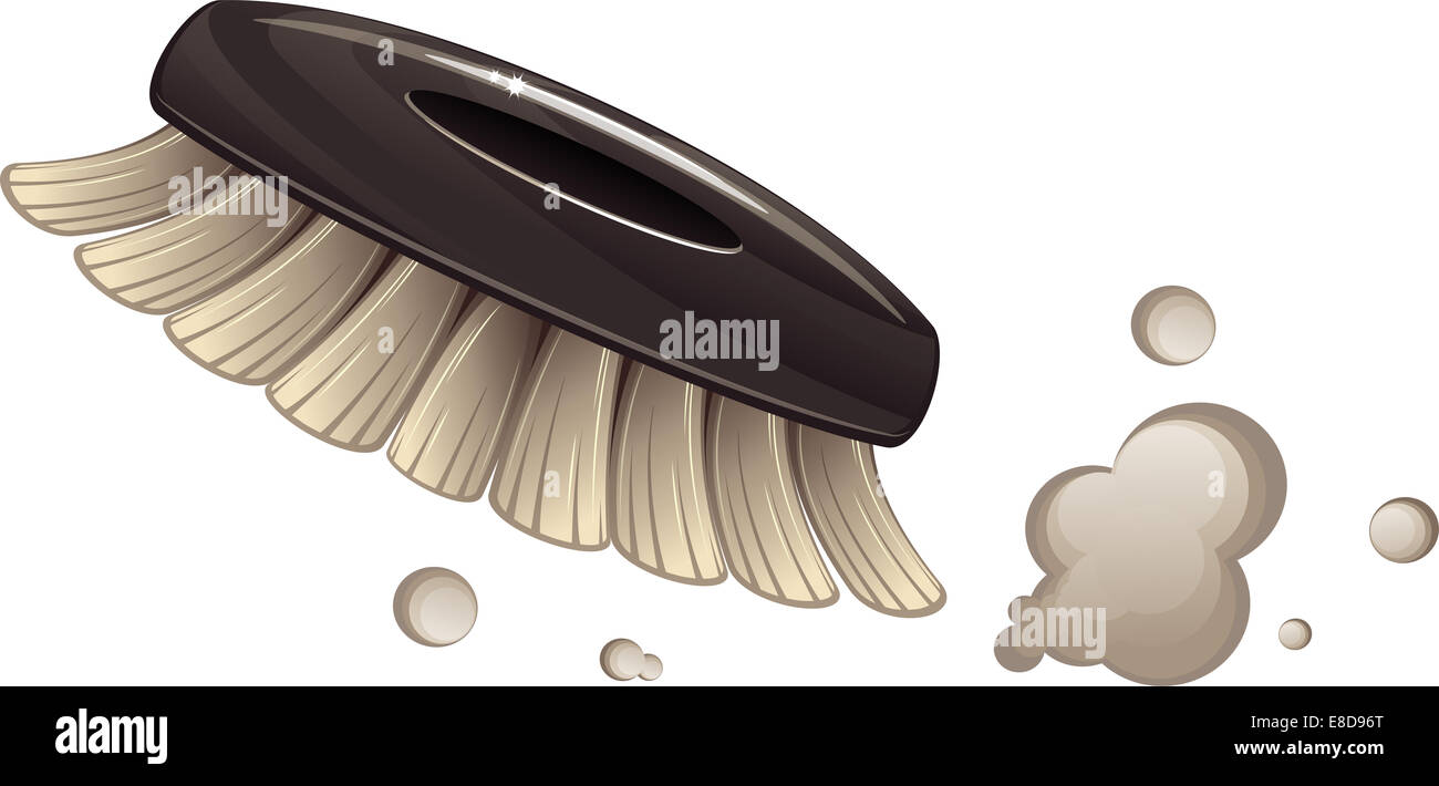 Brush cleaning dust. Vector illustration over white background. Stock Photo