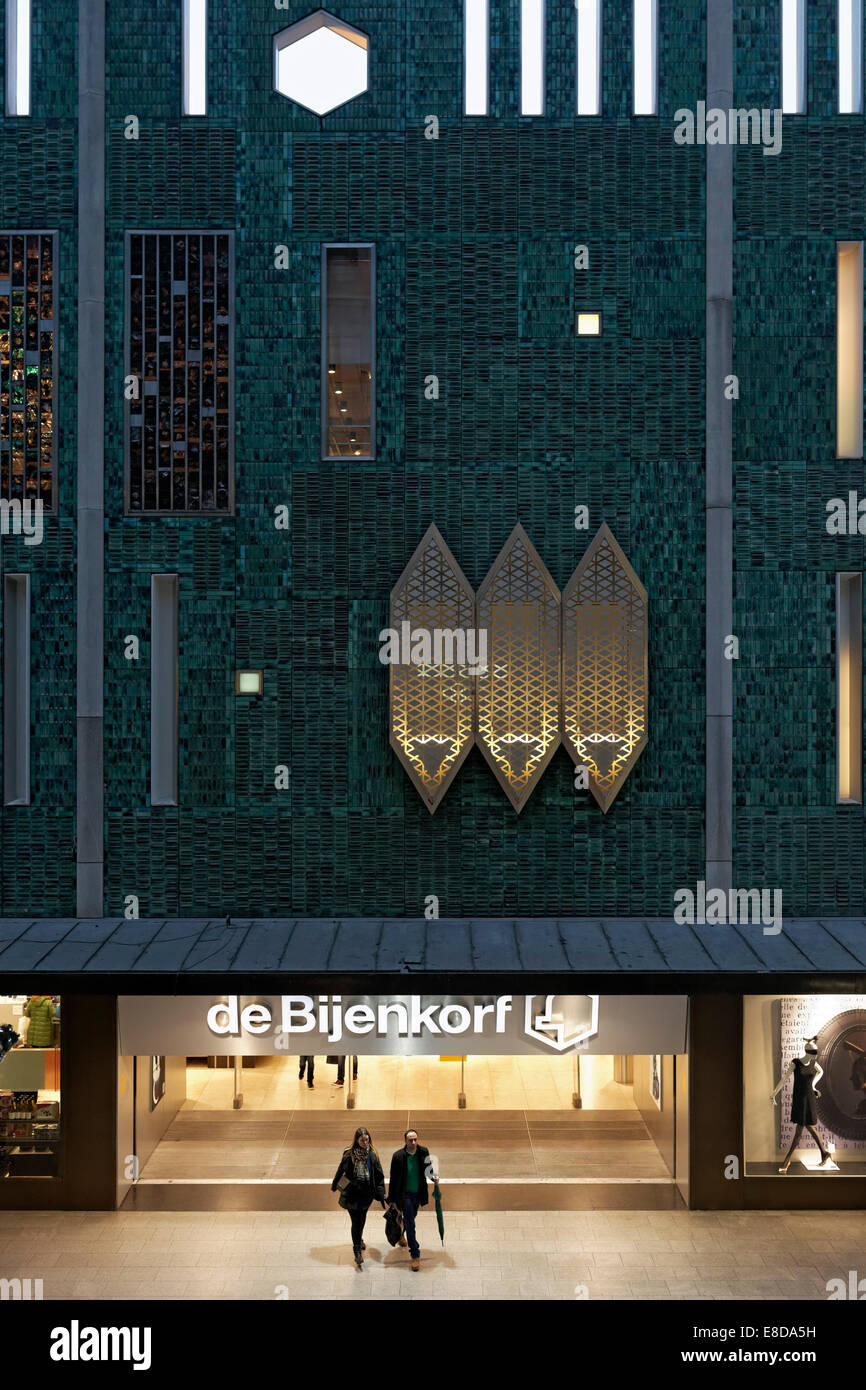 Mosaic facade by the architect Gio Ponti, De Bijenkorf department store, Eindhoven, North Brabant, Netherlands Stock Photo