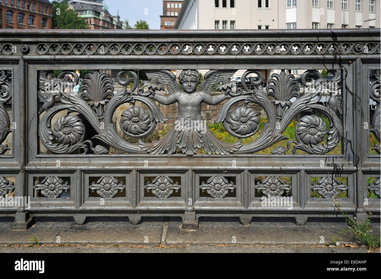 Cast-iron railing, Hamburg, Germany Stock Photo