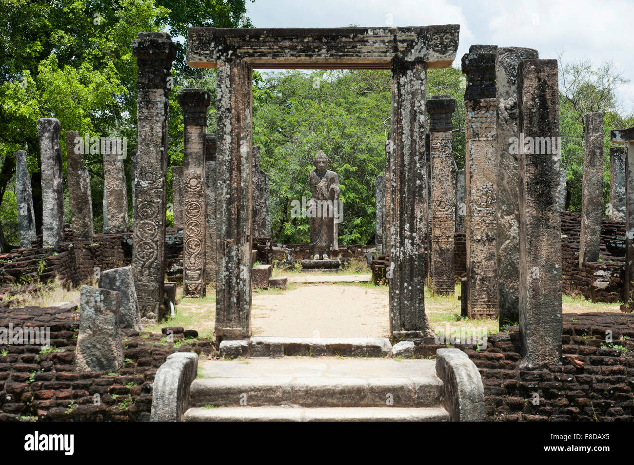 Atadage Temple or "Temple of the Tooth Relic," ruined temple with columns, Polonnaruwa, Sri Lanka Stock Photo