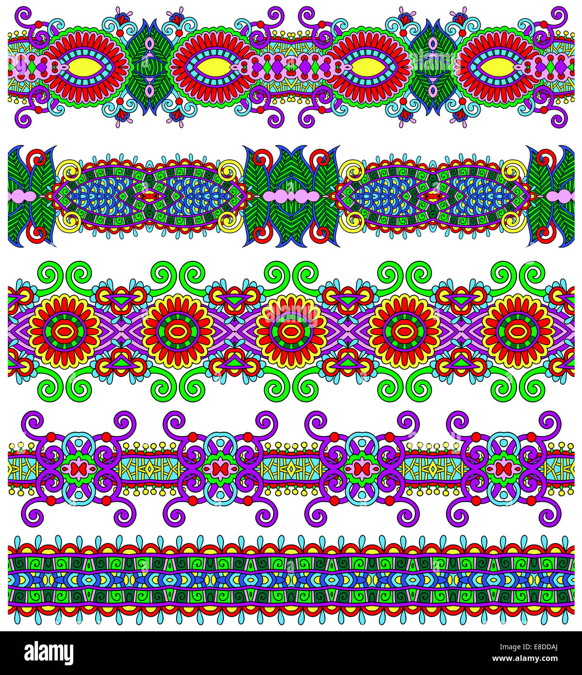 collection of seamless ornamental floral stripes Stock Photo - Alamy