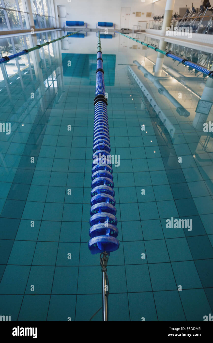 Empty swimming pool with lane markers Stock Photo