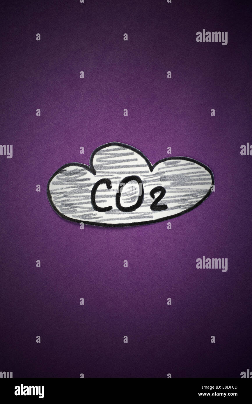 Carbon Dioxide Cloud (CO2). Image was hand drawn and paper cut-out by myself. Stock Photo