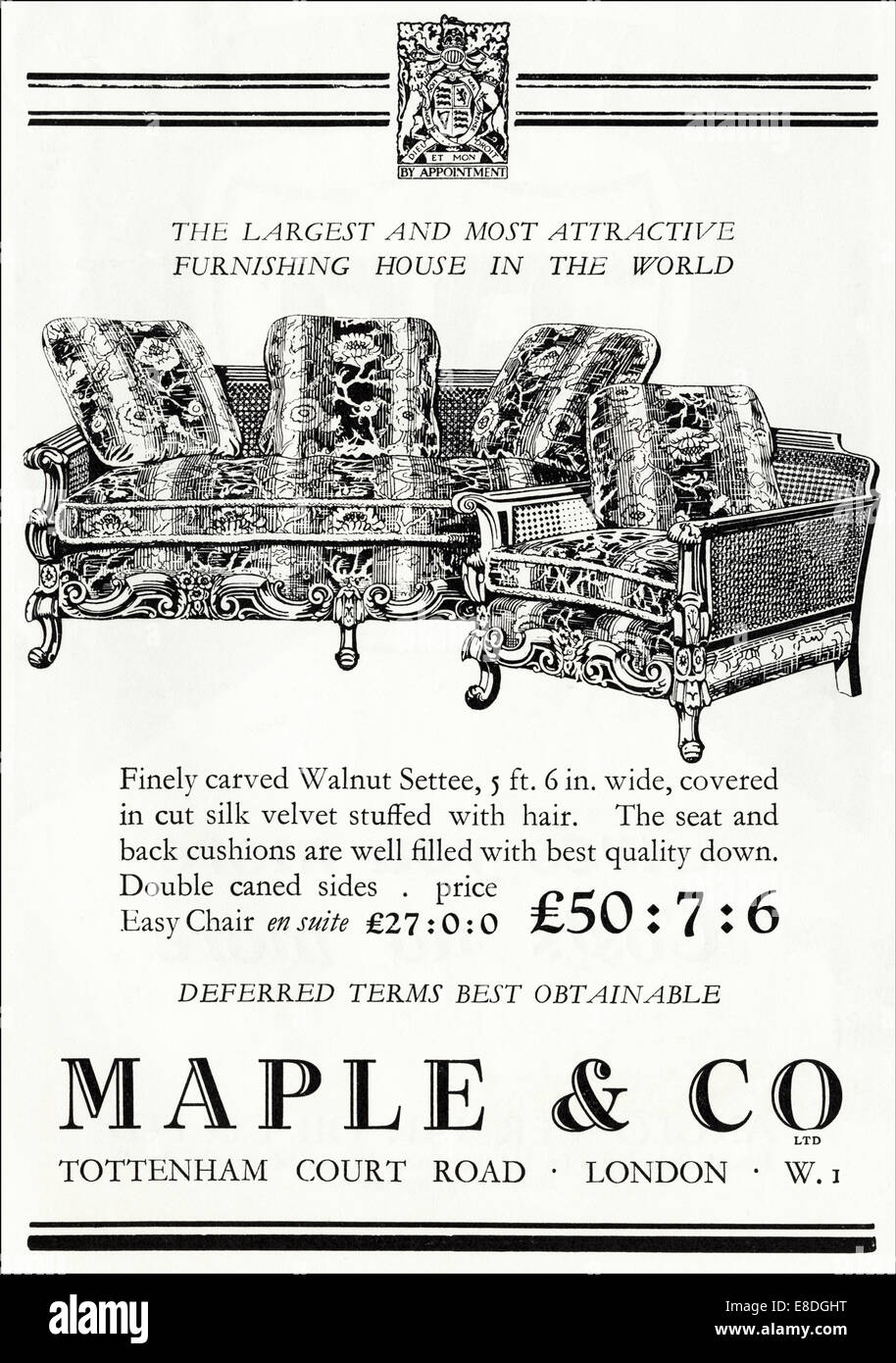 1920s advertisement for furniture
