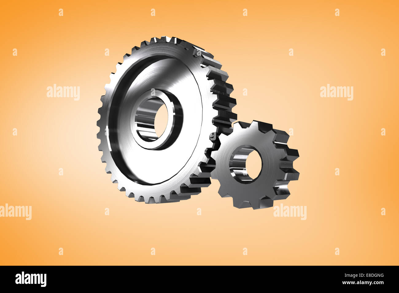 Composite image of metal cog and wheel connecting Stock Photo