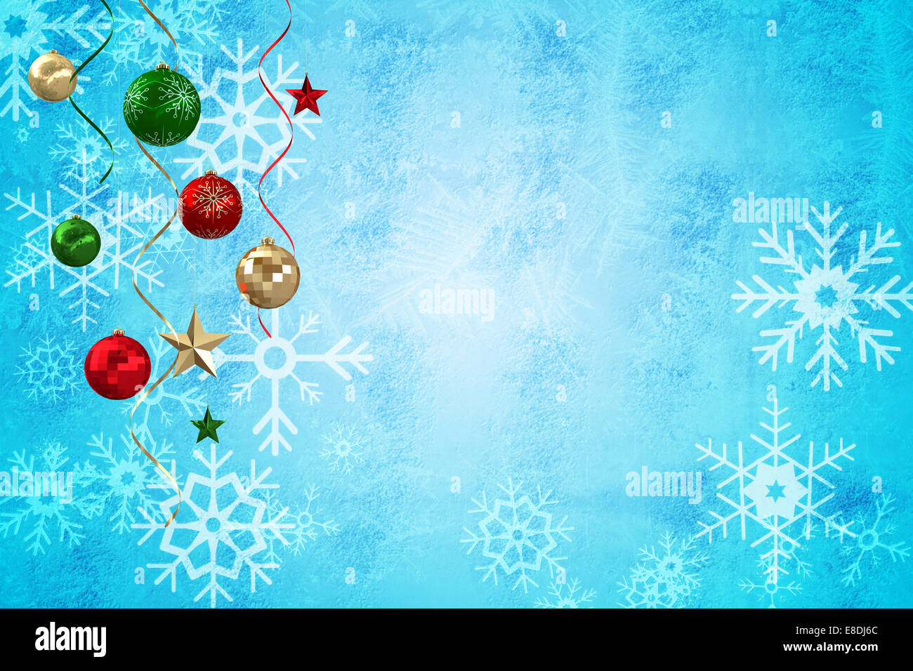 Composite Image Of Hanging Christmas Decorations And Streamers