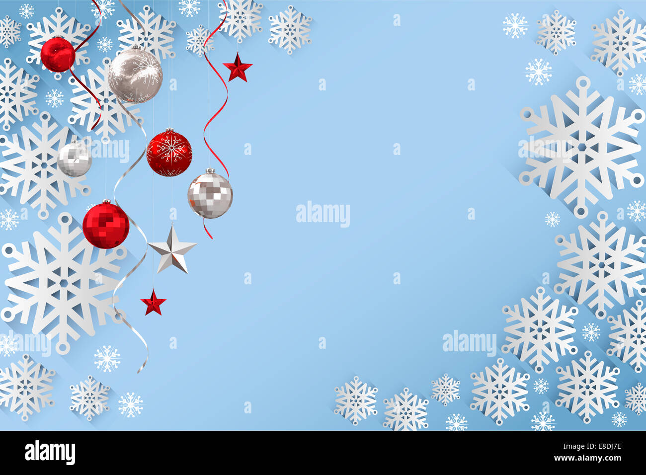 Composite Image Of Hanging Christmas Decorations And Streamers