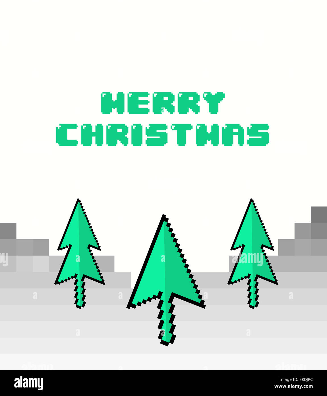 Merry christmas vector in retro video game style Stock Photo