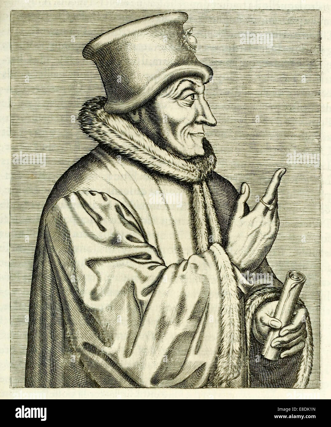 Image from 1594 'True Portraits and Lives of Illustrious Men' by André Thévet (1516-1590). See description for more information. Stock Photo