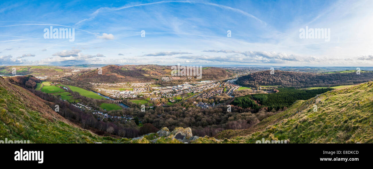 Panoramic view from Garth Mountain(Mynydd y Garth) above Taffs Well PHILLIP ROBERTS Stock Photo