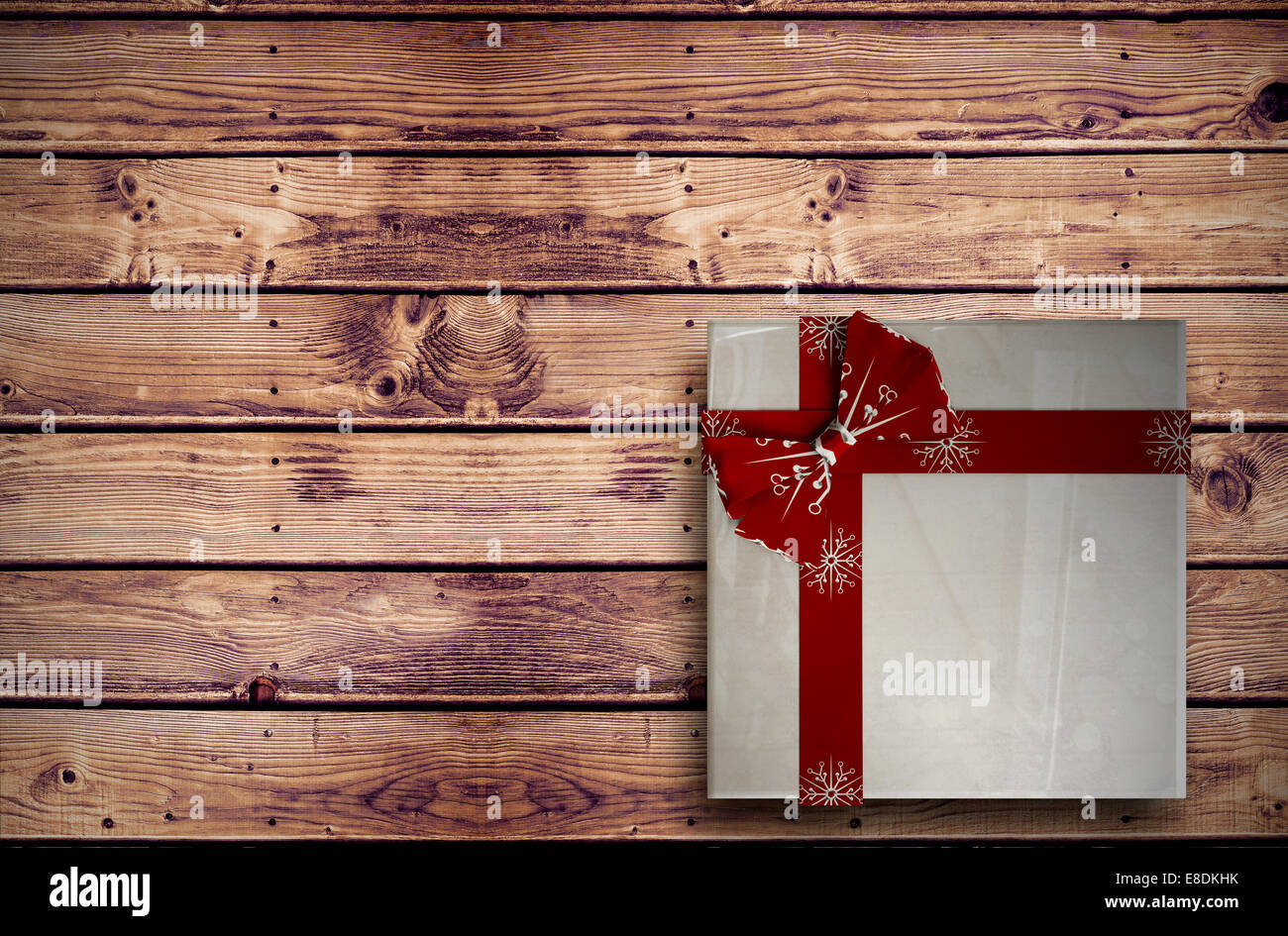 Composite image of christmas present with bow Stock Photo