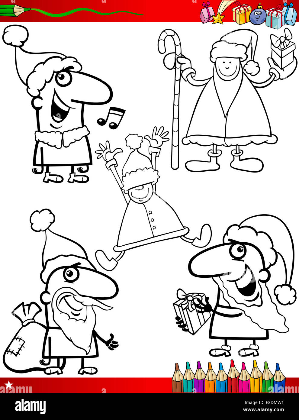 Download Coloring Book Cartoon Illustration Of Black And White Christmas Stock Photo Alamy