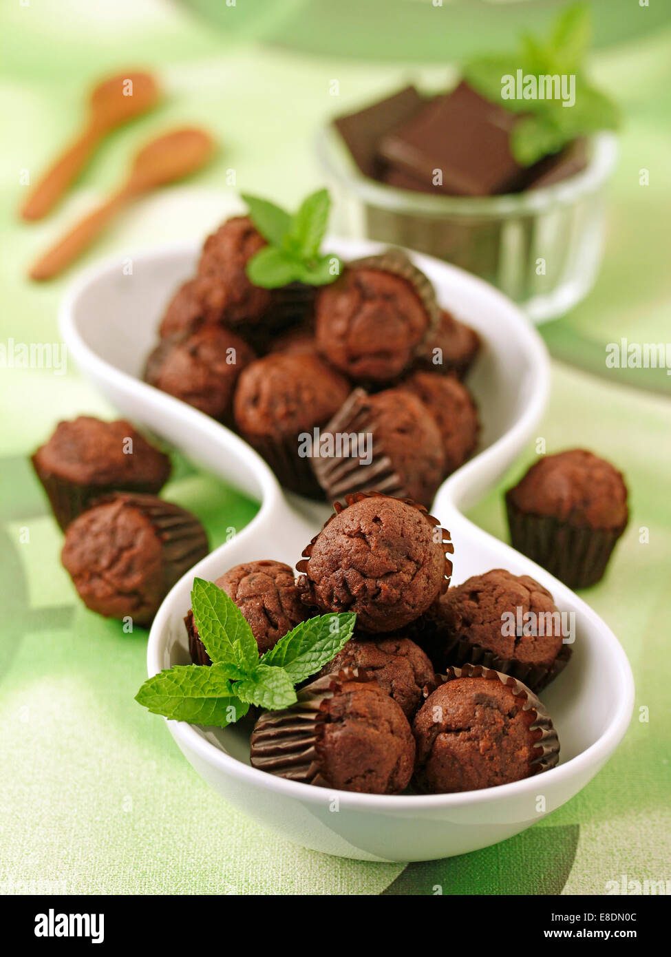 Mini muffins with chocolate. Recipe available. Stock Photo