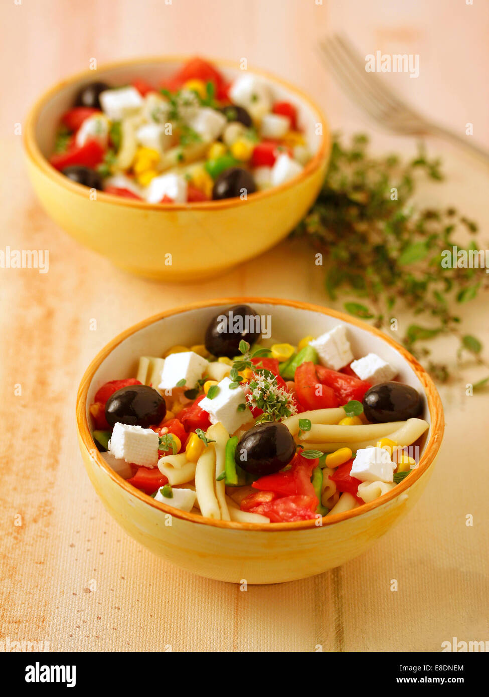 Pasta salad with marjoram. Recipe available Stock Photo Alamy