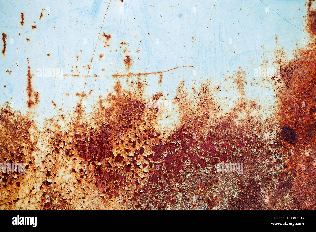 Old blue grunge metal wall with red rust, background texture Stock ...