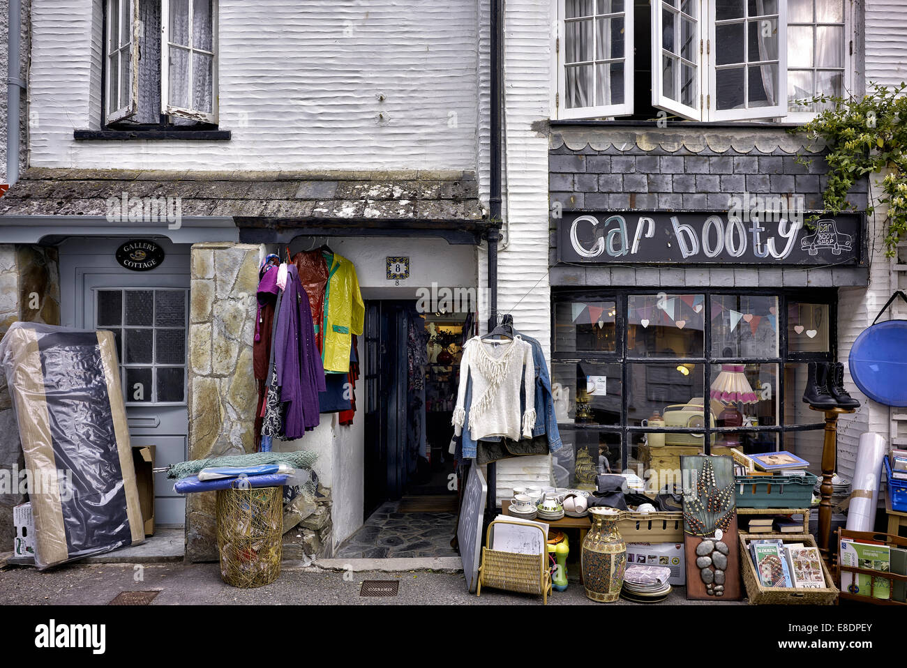 Second hand or preowned shop at Polperro Cornwall England UK Stock Photo Alamy