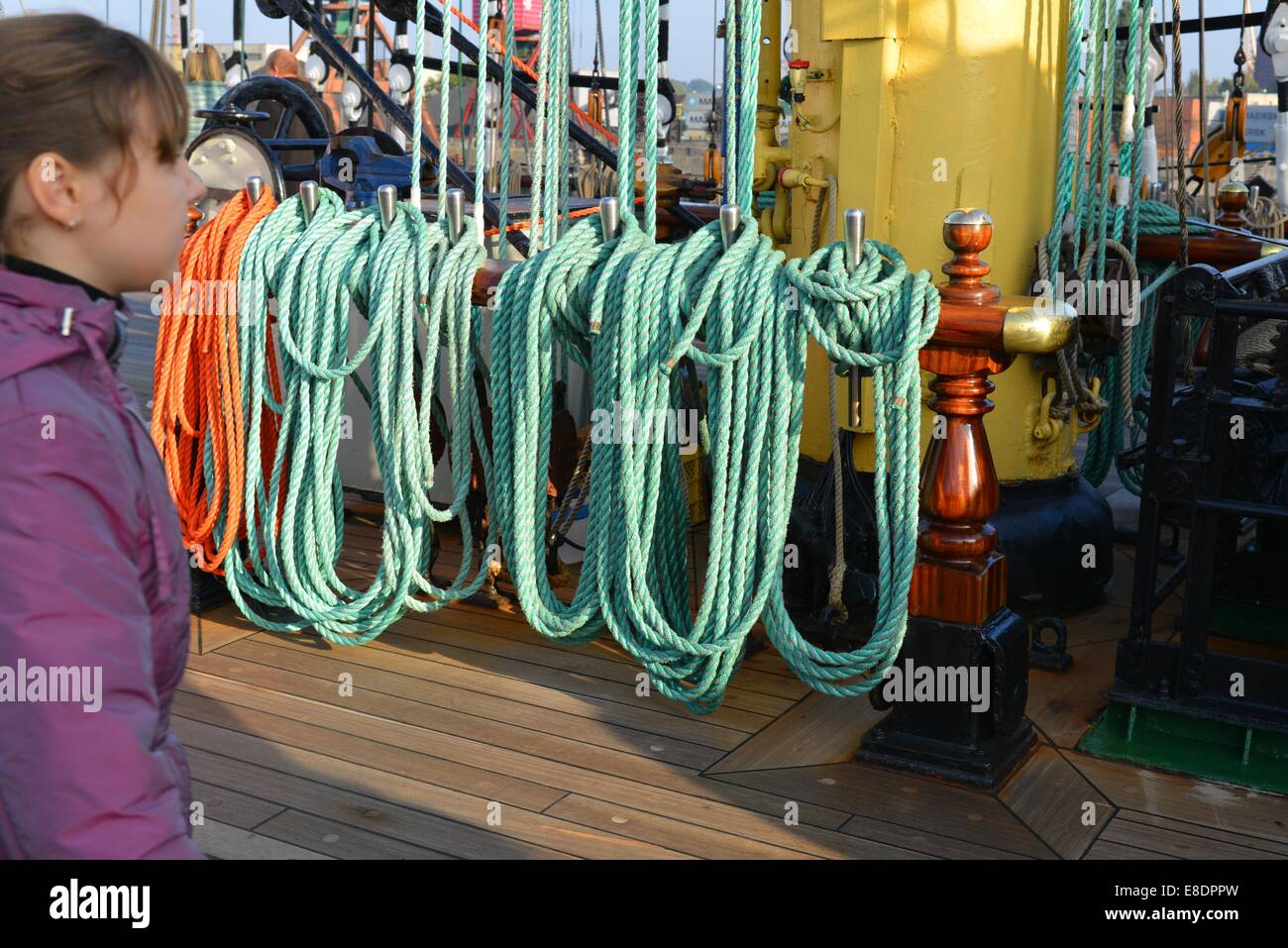 Rigging of an old sailing vessel Stock Photo