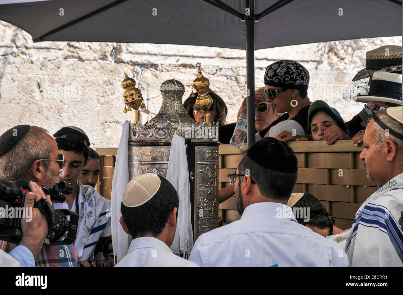 Bar Mitzvah ceremony at the wailing wall, Old City, Jerusalem, Israel