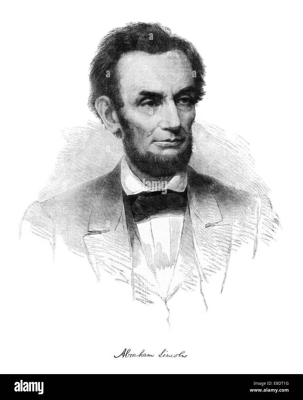 Engraving of Abraham Lincoln from 'Famous Leaders and Battle Scenes of the Civil War,' Published in 1864. Stock Photo