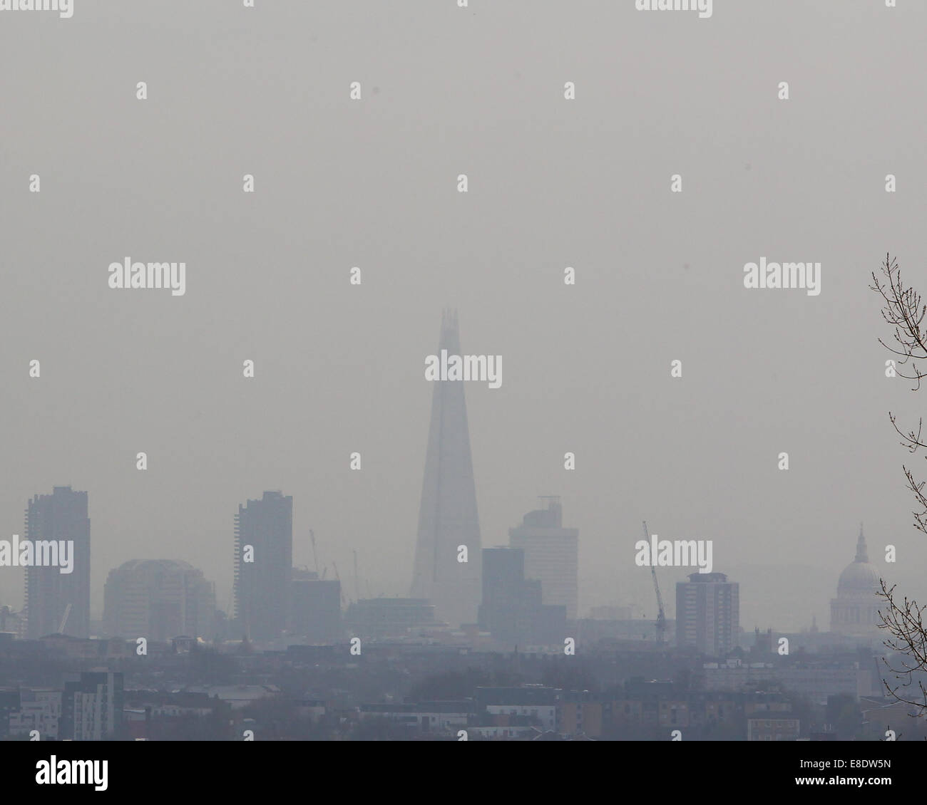 A Blanket Of Smog Hangs Over The City Of London Skyline Where London