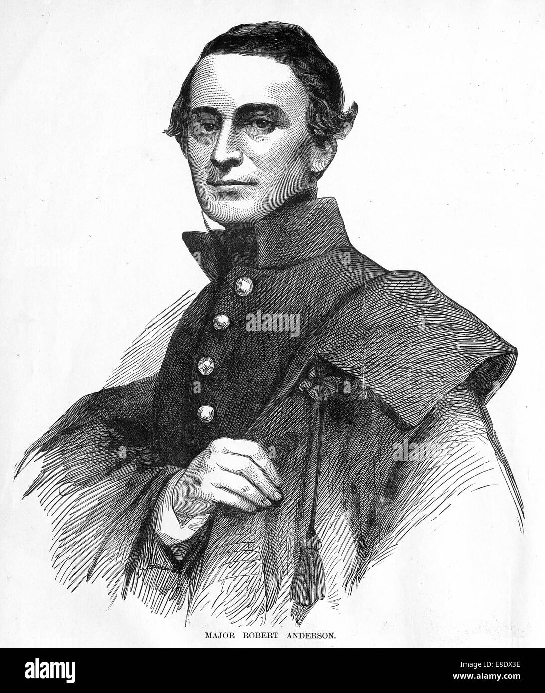 Engraving of Major Robert Anderson from 'Famous Leaders and Battle Scenes of the Civil War,' Published in 1864. Stock Photo