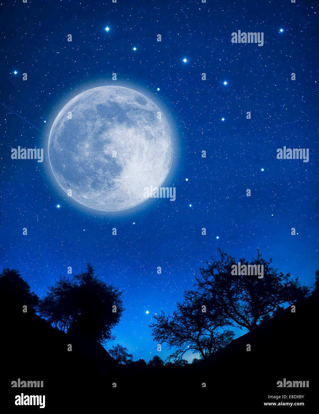 Starry sky and full moon, Deep space and stars image Stock Photo - Alamy