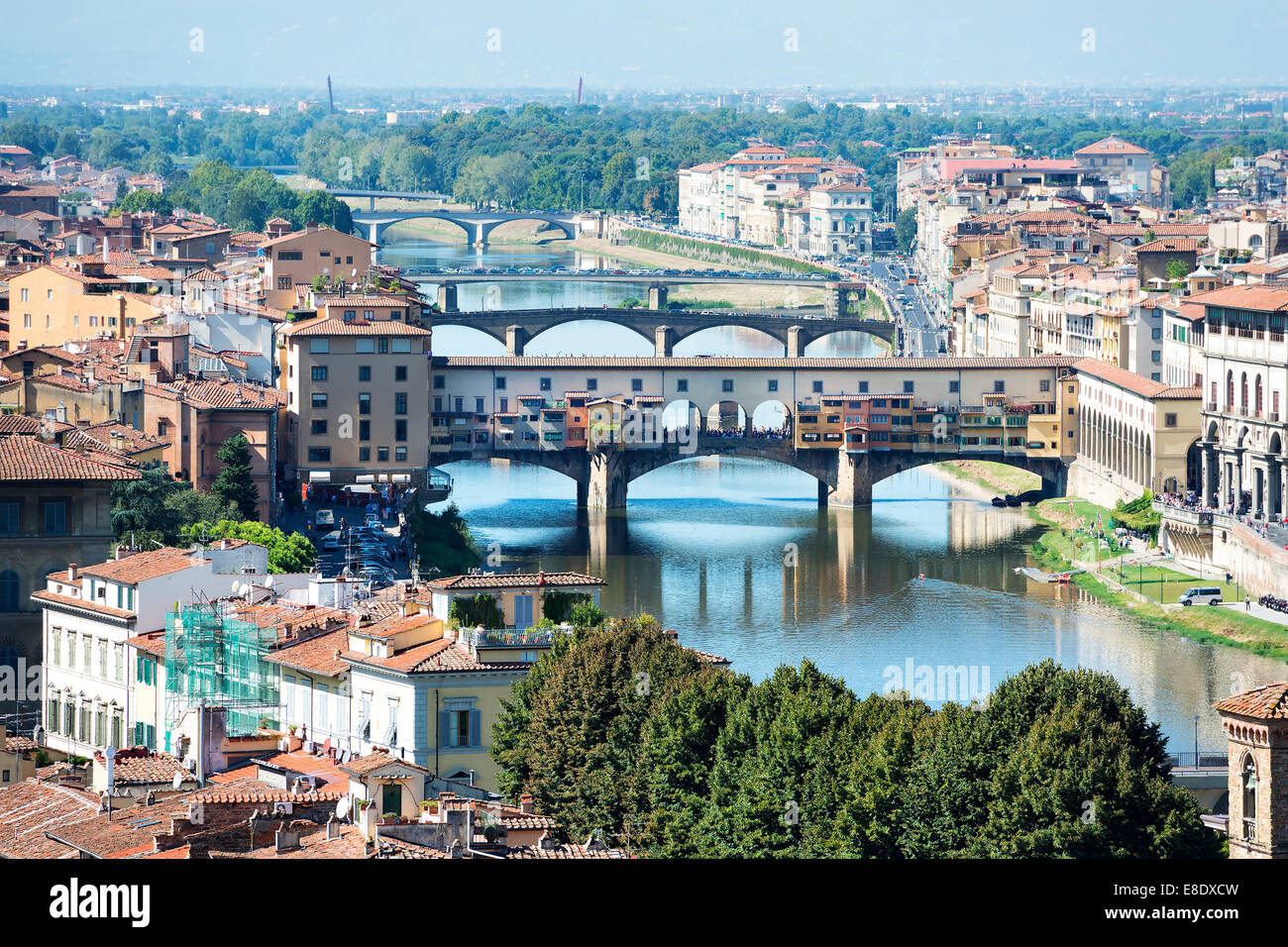 View to Florence with ponte vecchio in autumn Stock Photo