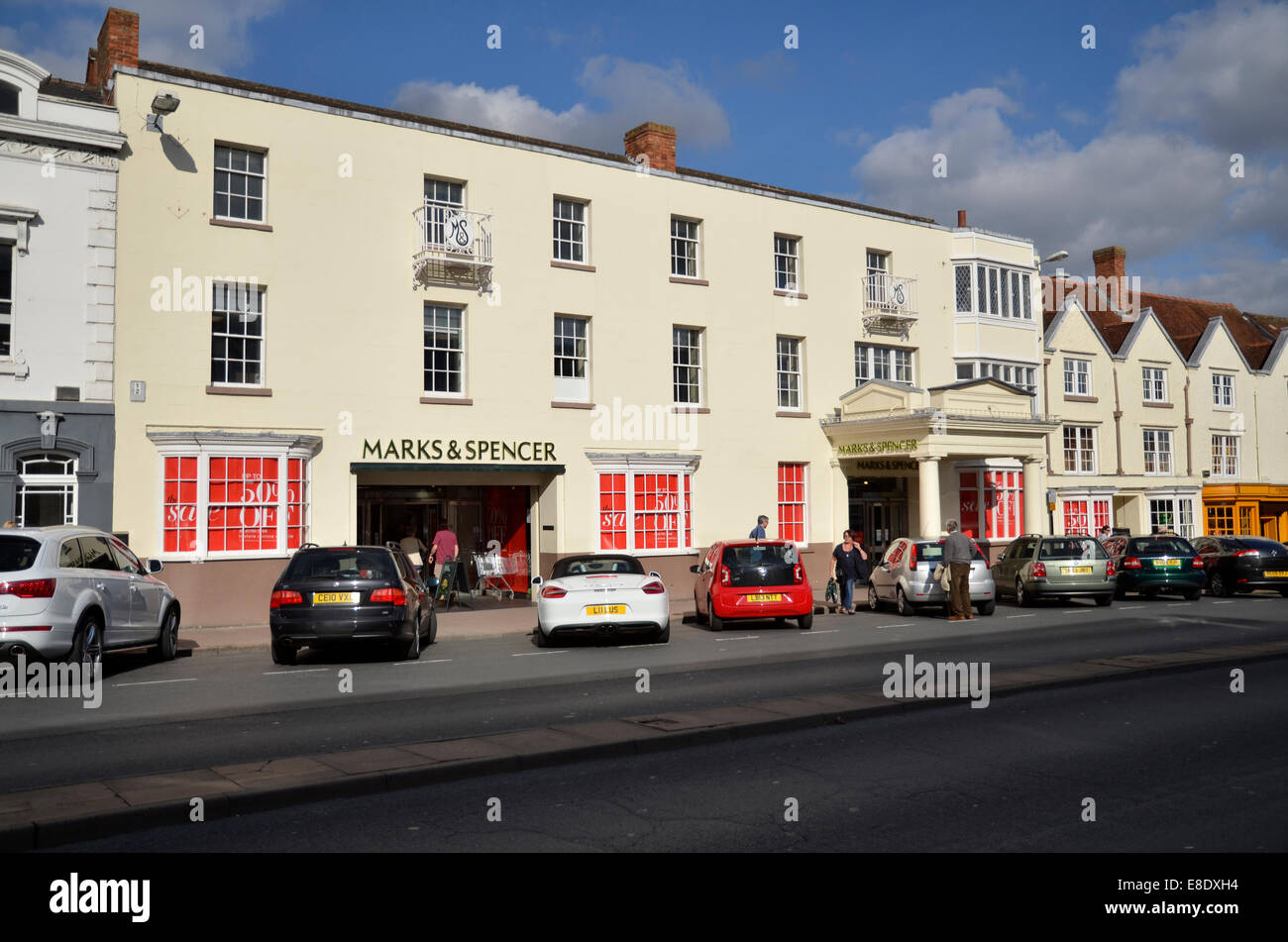 A branch of the Marks and Spencer department store on Bridge Street in Stratford Upon Avon, Warkwickshire Stock Photo