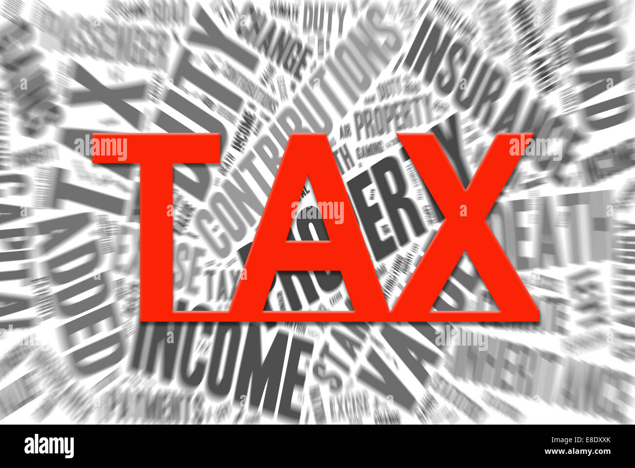 Collection of words referring to taxes in the UK. Stock Photo