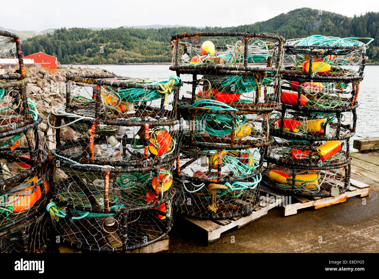 Crab pots Yaquina Bay Newport Oregon USA Stock Photo Alamy