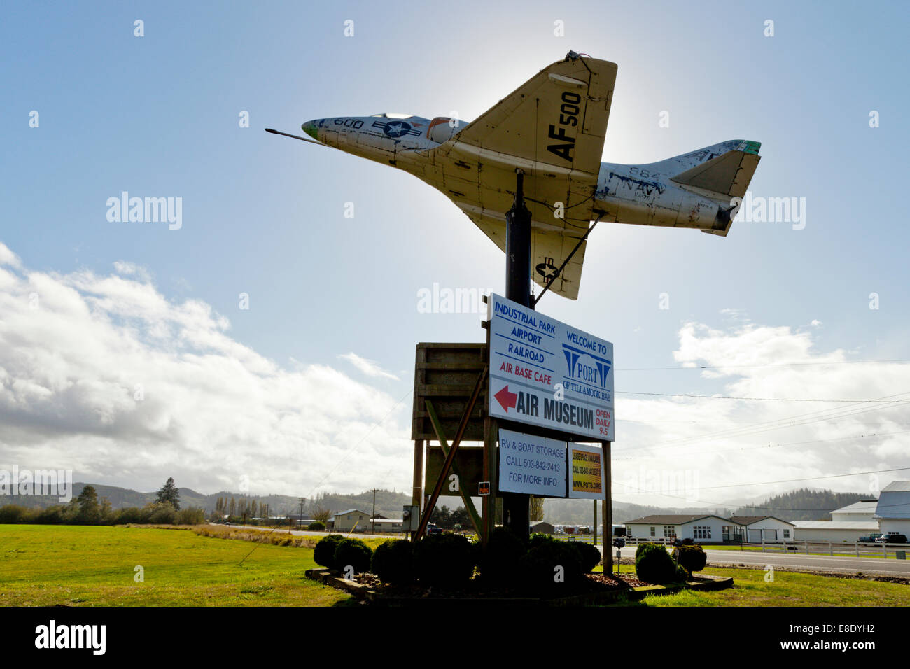Douglas A4-B Skyhawk  advertising the Tillamook Air Museum, Oregon, United States of America Stock Photo