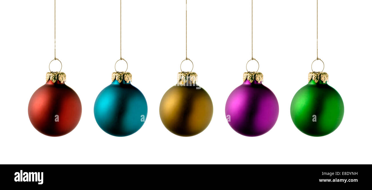 colorful christmas balls, isolated on white Stock Photo